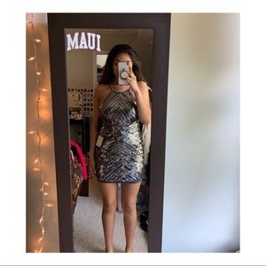 silver sequin dress